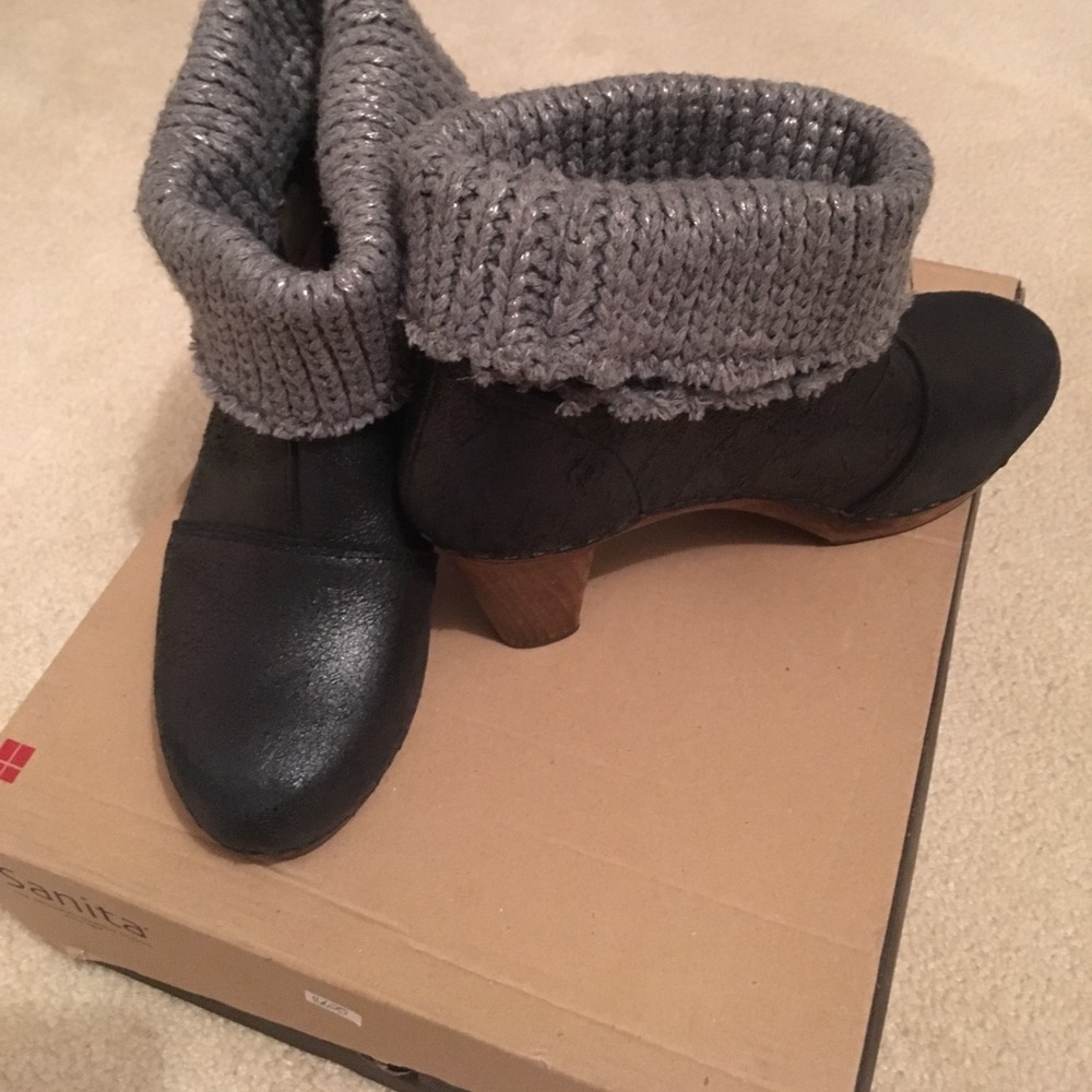 Sanita Black and Gray Ankle Boots